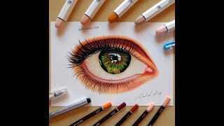 How to draw an eye tutorial with ArtnFly markers and pencils [upl. by Nidraj91]