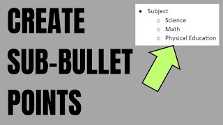 How to Create Sub Bullet Points in Word [upl. by Wilhelmina]