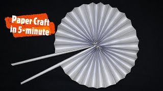 how to make paper fan  paper fan diy  easy paper fan making  origamipapercraftin5minute [upl. by Yve48]