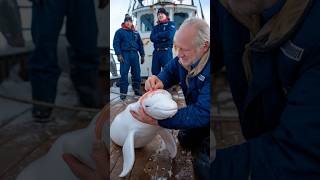 A baby whale cries out pleading with the ships crew to free it from the nets grasp animals [upl. by Enalda58]