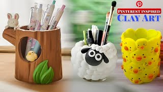 Pinterest 📌 inspired pen holder made from Super clay  DIY super clay art  craft ideas ✨ [upl. by Izabel]