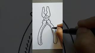 How To Draw A Pliers Easy  Pliers Step By Step Easy Line Drawings  Easy drawing idea shorts [upl. by Aronos]