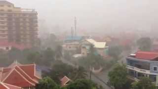 Heavy rain in Phnom Penh  video view from rooftop Skybar  ISL modern Apartment amp Hotel [upl. by Anauqed463]