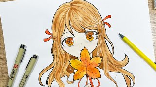 How to Draw Autumn Anime Girl Easy for Beginners  Sketch Tutorial step by step [upl. by Ioj261]