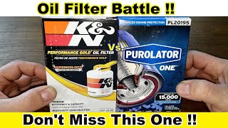 KampN HP2009 Oil Filter Cut Open vs Purolator One PL20195 Oil Filter Cut Open [upl. by Oluap]