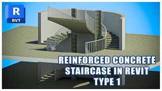 REINFORCED CONCRETE STAIRCASE DESIGN IN REVIT  TYPE 1 [upl. by Oek52]