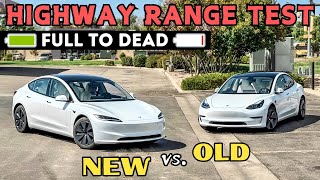 Old vs New Tesla Model 3 Highway Range Test Huge Improvement For Refresh  Long Range AWD [upl. by Froma774]