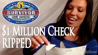 Survivor Game Changers Winner Sarah Lacinas Rips 1 Million Check Backstage [upl. by Jackson982]