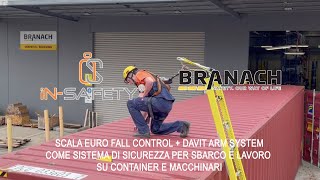 DAVIT ARM BRANACH  Sistema di sbarco in anticaduta per scale portatili su container e macchinari [upl. by Enomrej169]