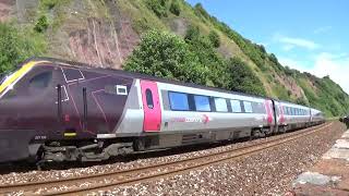 Teignmouth Railway Station 221136 XC Voyager approaches P2 WRONG LINE LATE 1V46 on 6th July 2024 [upl. by Ahsitneuq324]