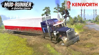 Spintires MudRunner  KENWORTH W900 6x6 Semi Truck Driving in Mud [upl. by Eglantine]