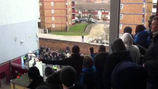 Millwall fans walking past Bobby Moore stand [upl. by Aenel]