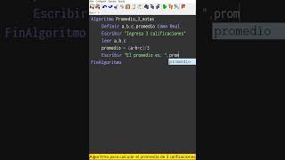 Algoritmo para calcular el promedio de 3 calificaciones Shorts [upl. by Eidda]