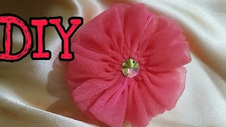 DIY Tutorial How to make Easy Fabric Flower Rose  How to make a circular Tulle flower  net flowers [upl. by Eelyak]