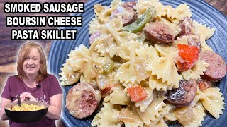 Smoked Sausage Boursin Cheese Pasta Skillet Meal [upl. by Melisenda]