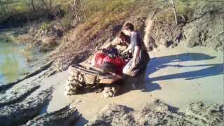 Honda Rancher 420 4x4 Muddin STUCK [upl. by Hakceber446]