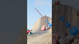 Lightning McQueen amp Francesco Bernoulli vs Giant Hammer  BeamNGDrive shorts [upl. by Suaeddaht297]