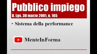 Testo Unico Pubblico Impiego D Lgs n 165 del 2001 Parte 25  sistema della performance [upl. by Haland337]