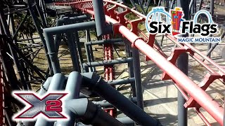 X2 POV  Six Flags Magic Mountain 2023 Fall  Arrow Dynamics 4D Coaster [upl. by Anierdna]