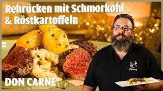 DON CARNE  Weihnachtsrezepte  Rehrücken mit Schmorkohl und Röstkartoffeln [upl. by Ahsetra]