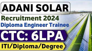 ADANI Solar Plant Recruitment 2024  Freshers  Adani Plant Jobs  Latest mnc jobs  Diploma jobs 😍 [upl. by Docilu]