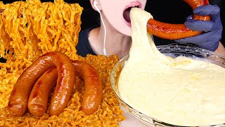 ASMR KIELBASA SAUSAGE STRETCHY CHEESE CARBO SPICY FIRE NOODLE COOKING MUKBANG 소세지 먹방 EATING SOUNDS [upl. by Arais]