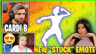 Streamers React To Stuck Cardi B Emote In Fortnite Item Shop [upl. by Gnap]