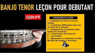 BANJO TENOR LEÇON POUR DEBUTANT N°5  un tuto pour apprendre facilement ici les accords mineurs [upl. by Assilat]