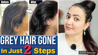 GREY HAIR CHALLENGE  White  Grey Hair को जड़ से काला करें Naturally  No Dye No Color [upl. by Nodnek718]