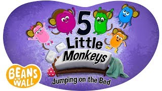 5 Little Monkeys Jumping on the Bed  Kids Songs  Beans in the Wall [upl. by Coltin]