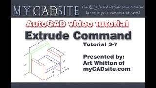 AutoCAD Tutorial Lesson 37 Extrude P1 Complete Beginners Course [upl. by Vashti]