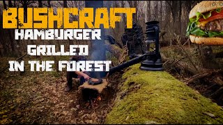 Bushcraft Solo Camping Crafting a Mud Stove and Cooking Burgers in the Forest  Mr Wild Nature [upl. by Filippo]