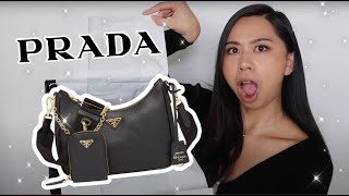 UNBOXING THE PRADA REEDITION 2005 SAFFIANO LEATHER BAG  REVIEW HYPE PRICING STYLING [upl. by Yeneffit]