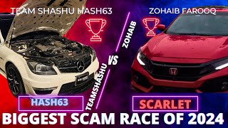 BIGGEST SCAM RACE OF PAKISTAN 2024 TEAM SHASHU HASH63 vs ​Zohaib Farooq Scarlet [upl. by Eizdnil]