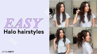 5 Halo Hair Extension Hairstyle  Hair tutorial easy [upl. by Vanda145]