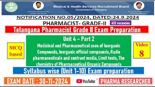 Telangana Pharmacist GradeII exam Preparation II Unit 4  part 2 II Unit 110 exam preparation [upl. by Rheims]