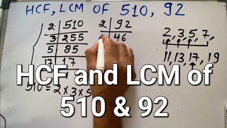 HCF and LCM of 510 amp 92 [upl. by Enyr]