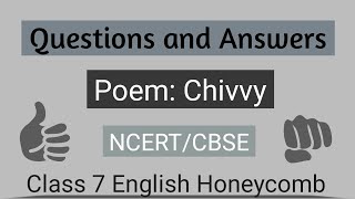 Questions and Answers of poem Chivvy Class 7th English Honeycomb [upl. by Ssegrub329]