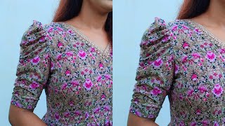 kurti puff sleeve design cutting and stitching  puffy sleeve design puff baju  astin design 2024 [upl. by Nilla]