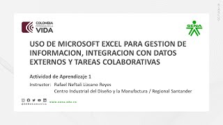 SENA Curso Excel para Gestión de Información  Orientación para la Actividad de Aprendizaje 1 [upl. by Sim]