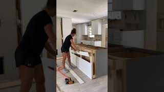 Easy DIY Kitchen Island How to make your own easy inexpensive Kitchen Island from cabinets Tiktok [upl. by Anelem]