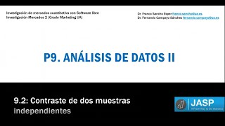 9 2 Contrastes dos muestras independientes paramétricos y no paramétricos con JASP [upl. by Bannerman]