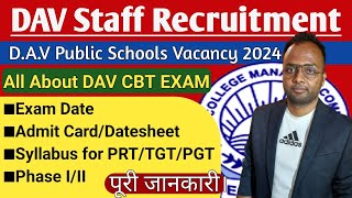 DAV Staff Recruitment 2024🔥Syllabus Exam DateAdmit Carddavteachers [upl. by Moore]