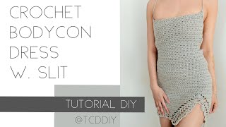 Crochet Bodycon Dress With Slit  Tutorial DIY [upl. by Zephaniah]