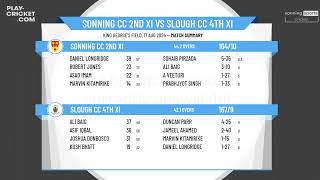 Sonning CC 2nd XI v Slough CC 4th XI [upl. by Jochbed]