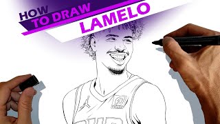 LaMelo Ball player for the Charlotte Hornets of the NBA  How to draw [upl. by Nylsaj]