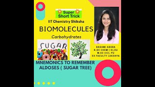 Easy Mnemonics to Remember Aldoses  Sugar Tree   Biomolecules  Carbohydrates  By RashmiArora [upl. by Lokim363]