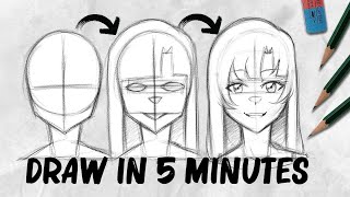 How to draw a face  GIRL VERSION  DrawlikeaSir [upl. by Salchunas7]