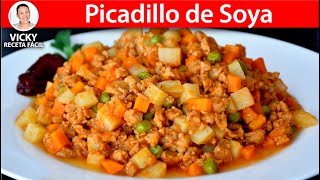 PICADILLO DE SOYA  VickyRecetaFacil [upl. by Aimat]