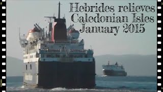 MV Hebrides arrives to relieve MV Caledonian Isles at Ardrossan 3115 [upl. by Aneis]